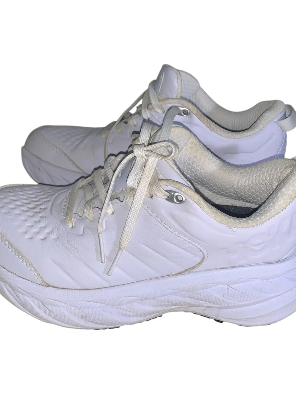 Women’s HOKA White Leather running/work shoes size 7